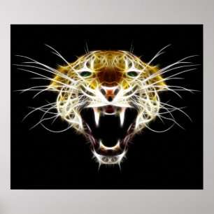 Ryta Leopardhuvudkatt Poster