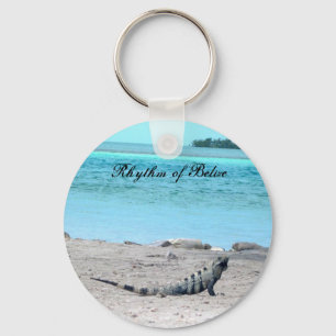 Rytm av den Belize leguanen vid havet Nyckelring