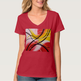Rytmer i Rött, Abstrakt Konst T-shirt