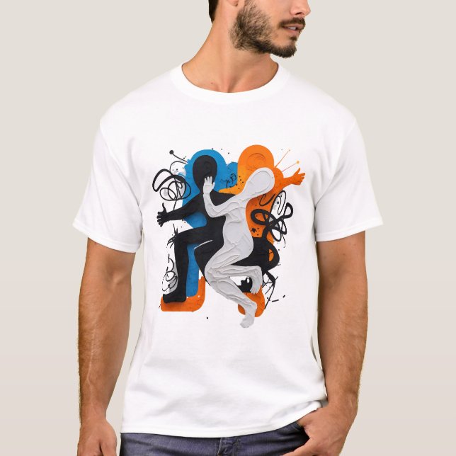 Rytmisk Fusion: Skuggor och Färgers Dans T Shirt (Framsida)