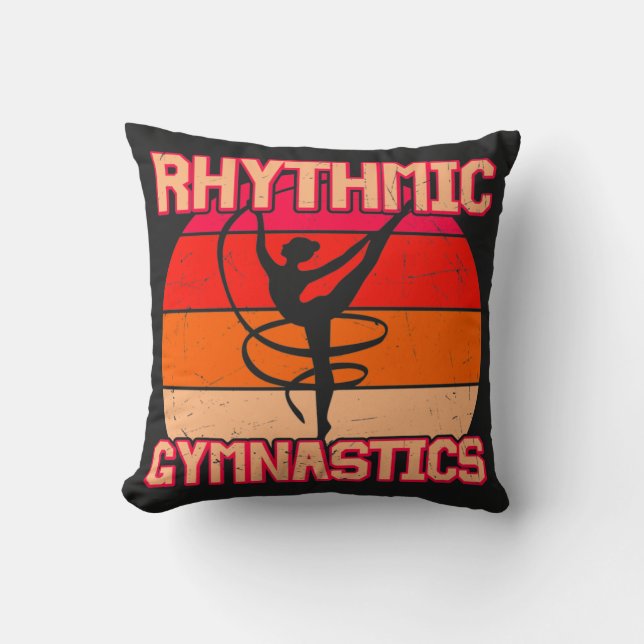 Rytmiskt gymnastikutsöndrad Orange och rött Kudde (Framsida)