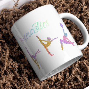 Rytmiskt gymnastiskt regnbåge Glitter 2-ton C Kaffemugg