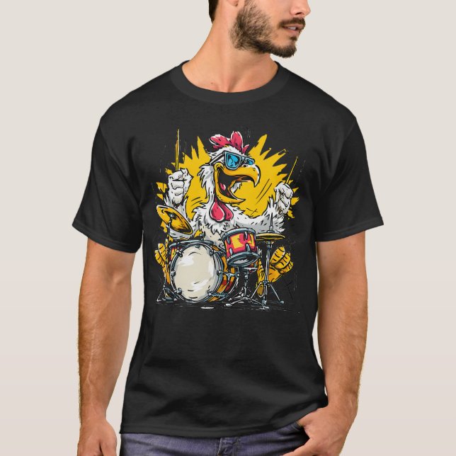 Rytmkyckling Med Trummor För Trummisar T Shirt (Framsida)