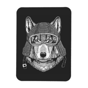 Ryttare för varghundmotorcykel magnet