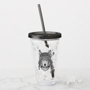 Ryttare för varghundmotorcykel take away mugg