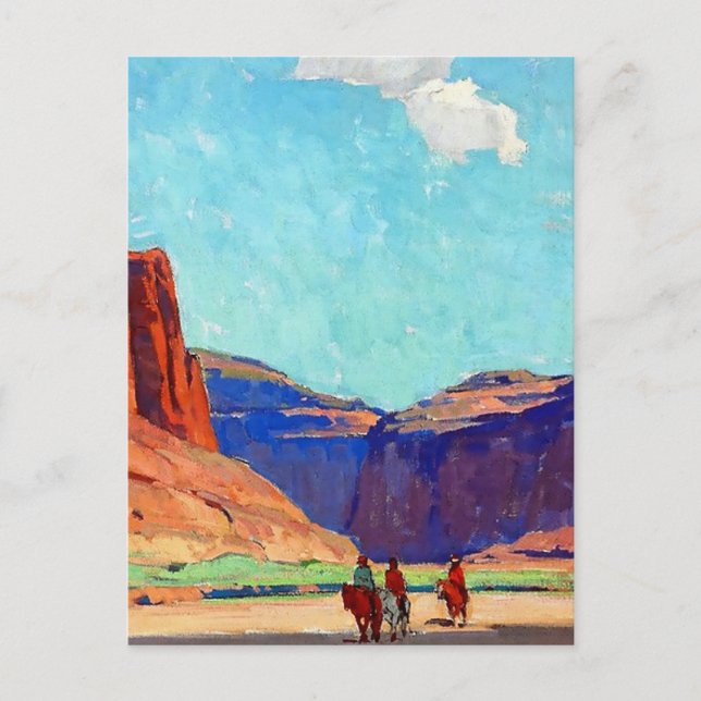 “Ryttare i Canyon de Chelly” av Edgar Payne Vykort (Framsida)