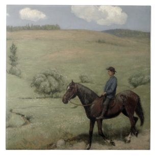 Ryttare i en landskap, 1894 (olja ombord) kakelplatta