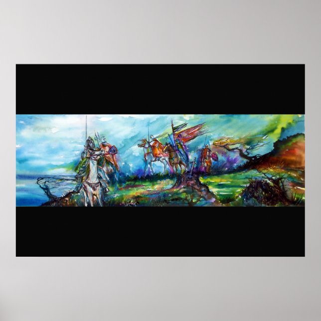 Ryttare i stormen medeltida riddare till häst poster (Framsidan)