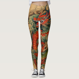 Ryū no Yume: Majestic Japansk Dragon Back Tattoo Leggings