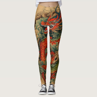 Ryū no Yume: Majestic Japansk Dragon Back Tattoo Leggings