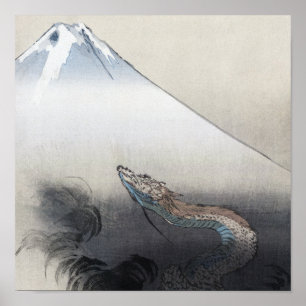 Ryu Shoten Mt. Fuji & Dragon av Ogata Gekko Poster