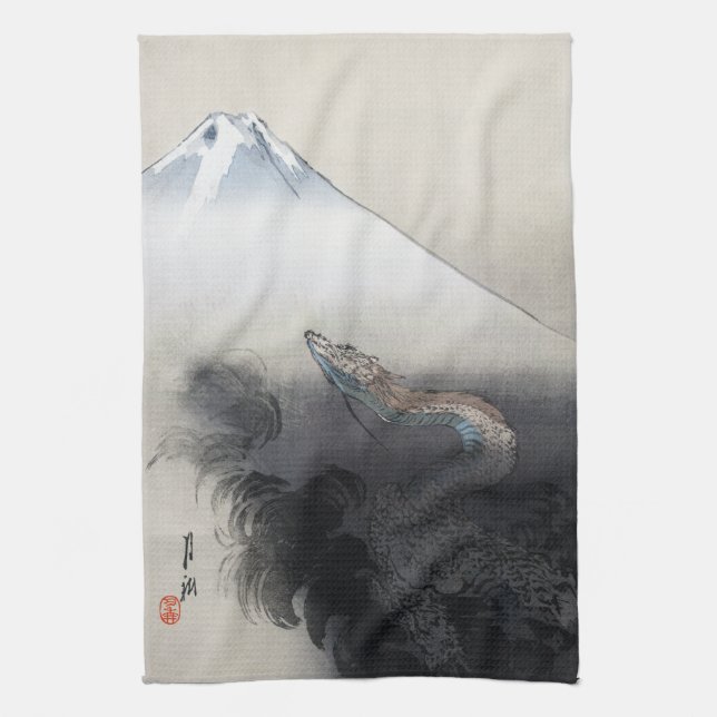 Ryu Shoten: Uppstigande drake över Fuji, Japan Kökshandduk (Vertikal)
