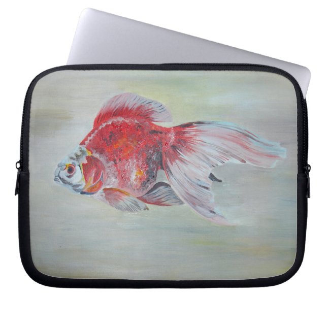 Ryukin Goldfish Acrylic Painting Laptop Fodral (Framsidan)
