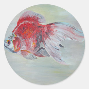 Ryukin Goldfish Acrylic Painting Runt Klistermärke