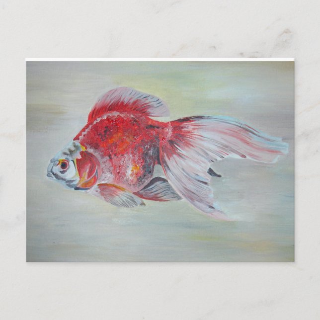 Ryukin Goldfish Acrylic Painting Vykort (Framsida)