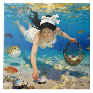 "Ryūshi's Current" - En Ocean Porträtt Kakelplatta