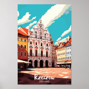 Rzeszow Poland vintage resor ställe illustration Poster