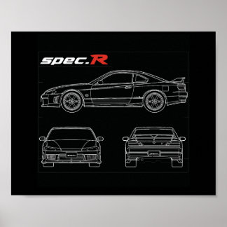 s15 spec eller aero line art blue print teckning t poster