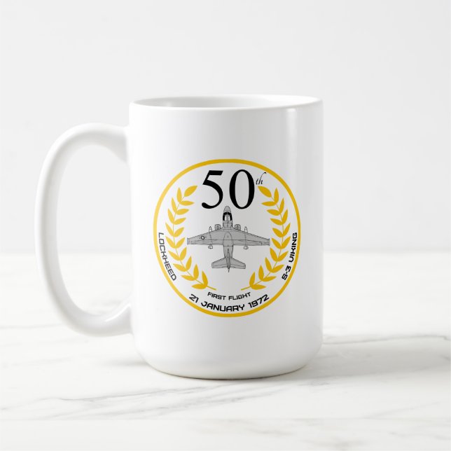 S-3 VIKING FÖRSTA FLYGNINGEN 50:E KAFFEMUGG (Vänster)