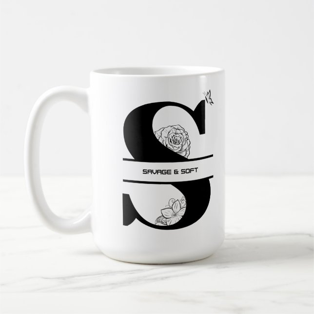 S är för Savage & Sweet - Blommigt Brev Tee Kaffemugg (Vänster)