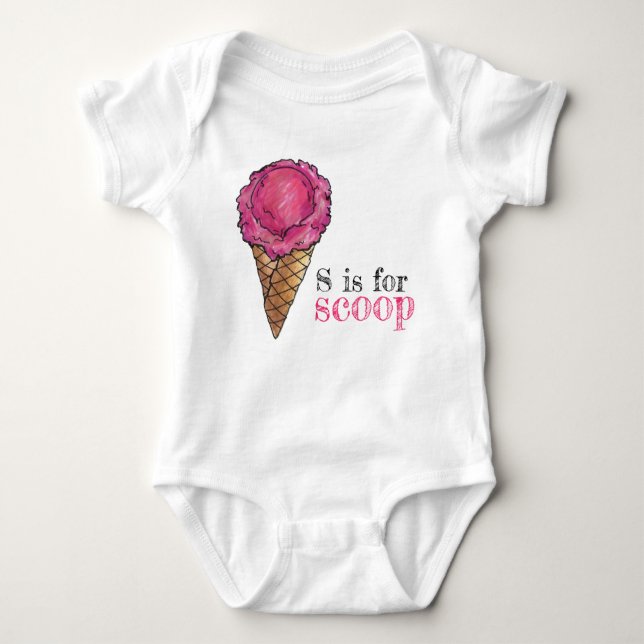 S är för Scoop Rosa Strawberry Ice Cream Cone Tee (Framsida)
