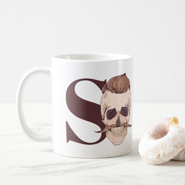 S är för Skeleton | Hipster Skeleton Kaffemugg (Med munk)