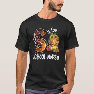 S Är För Skolsjuksköterska Leopard Pumpa Höst Tack T Shirt