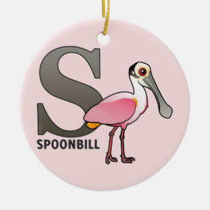S är för Spoonbill Julgransprydnad Keramik