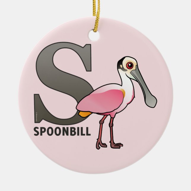 S är för Spoonbill Julgransprydnad Keramik (Framsidan)
