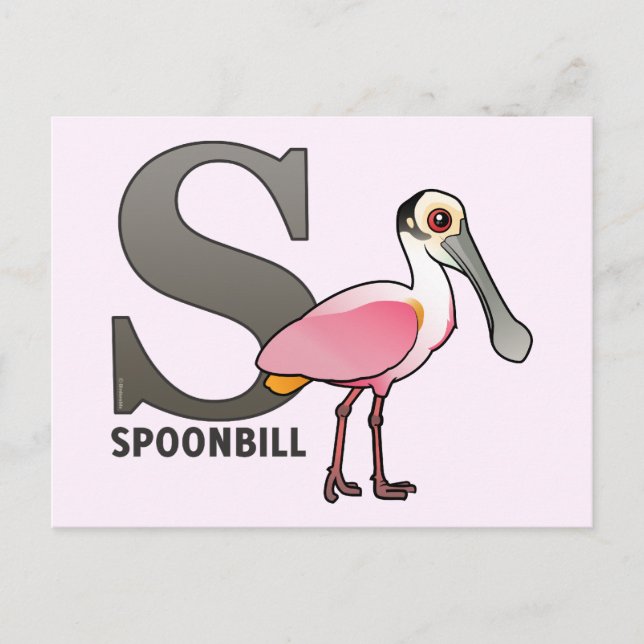 S är för Spoonbill Vykort (Framsida)