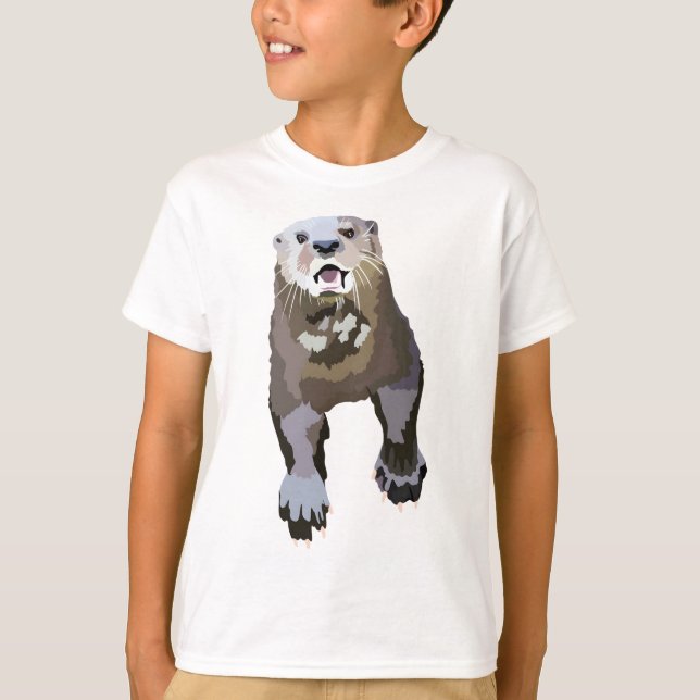 S är för Spoted Necked Otter T Shirt (Framsida)