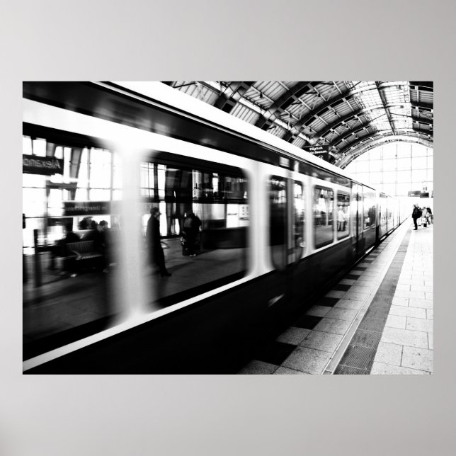 S-Bahn Berlin Schwarz Weiß Fotografie Poster (Framsidan)