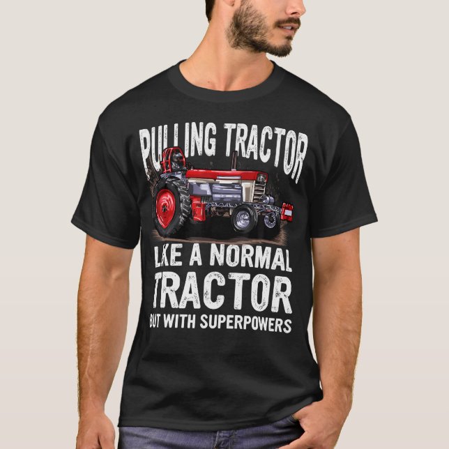 S Black Tractors Dragande Superkraftsglädje T Shirt (Framsida)