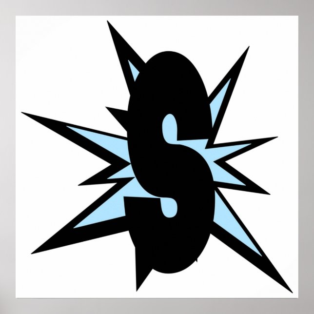 S brev som tecknad art monogram S initialer alphab Poster (Framsidan)