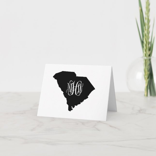 S Carolina Black White Vine Monogram DIY BG Tack Kort (Framsida)