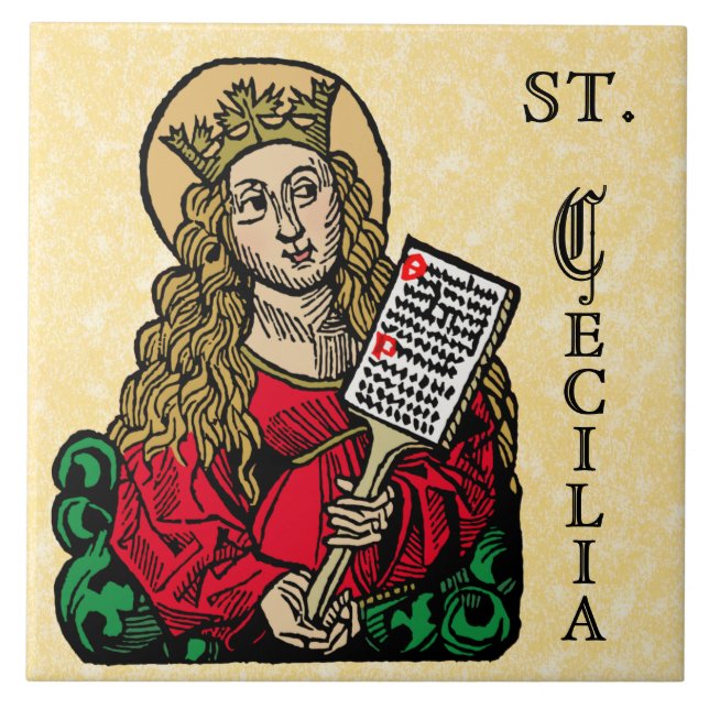 S: Cecilia med psalmbräde (Nürnberg) Kakelplatta (Framsidan)