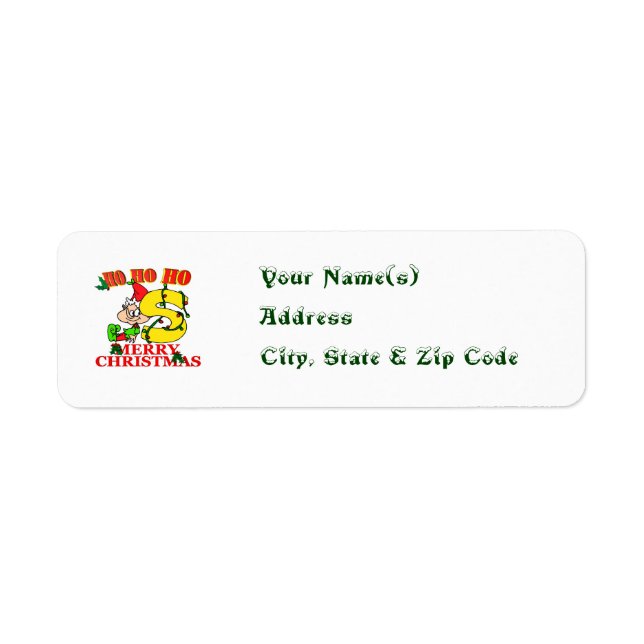 S - CHRISTMAS ELF MONOGRAM-RETURETIKETTER RETURADRESS ETIKETT (Framsidan)