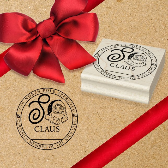 S Claus North Pole godkände Nicefördraget Klubb Stämpel (Make someone feel special with this giftwrap or letter "S Claus" stamp!  Just write in the name.)