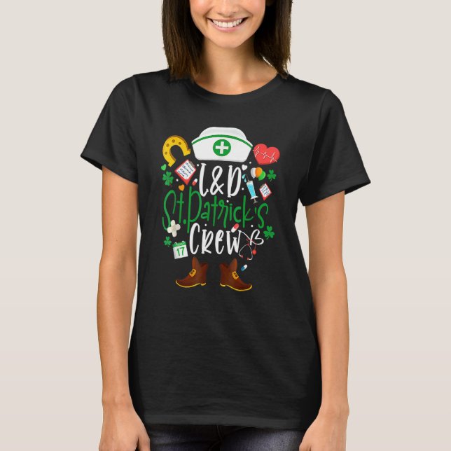 S&d St Patricks Nurse Crew St Patrick Day Labor An T Shirt (Framsida)