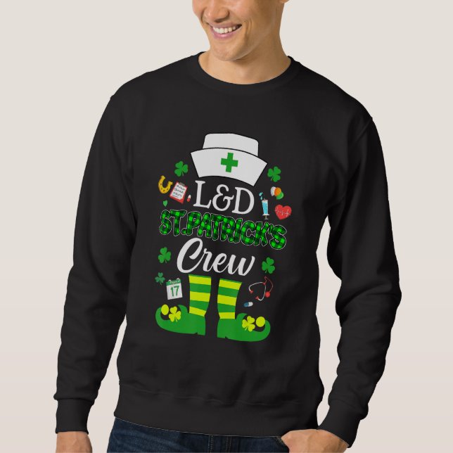 S&d St Patricks Nurse Crew St Patrick Day Leprecha Lång Ärmad Tröja (Framsida)