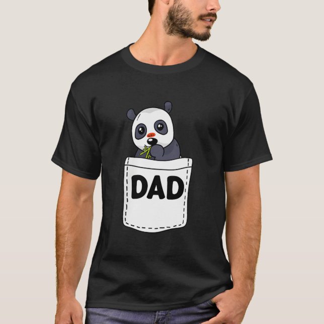 S Dad Panda Pocket Fathers Day Animal Papa Grandpa T Shirt (Framsida)