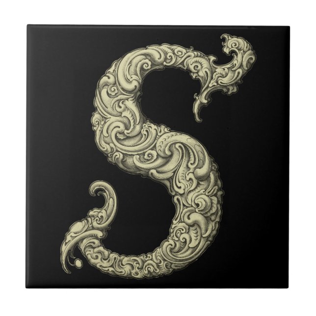 S - Falck Alphabet (Golden) Kakelplatta (Framsidan)