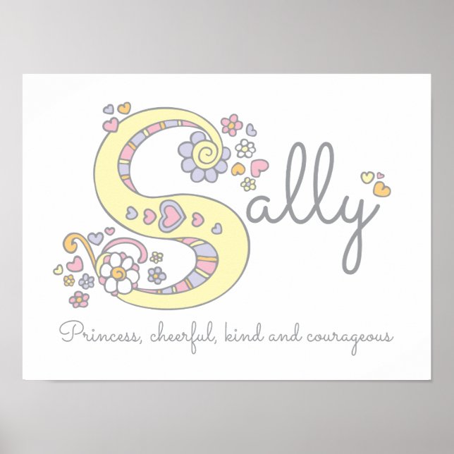 S för Sally monogram brev art namn Poster (Framsidan)