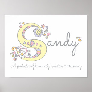 S för Sandy monogram brev art namn Poster