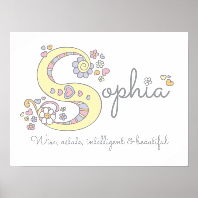 S för Sophia monogram brev art namn Poster (Framsidan)