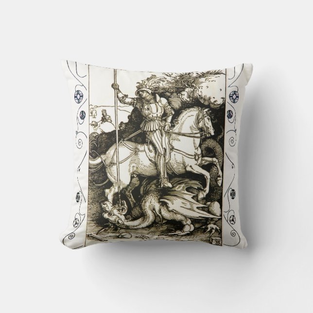 S. GEORGE OCH DRAGON, Svartvit Kudde (Framsida)