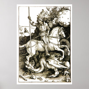 S. GEORGE OCH DRAGON, Svartvit Poster