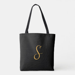S guld på svart monogram tygkasse