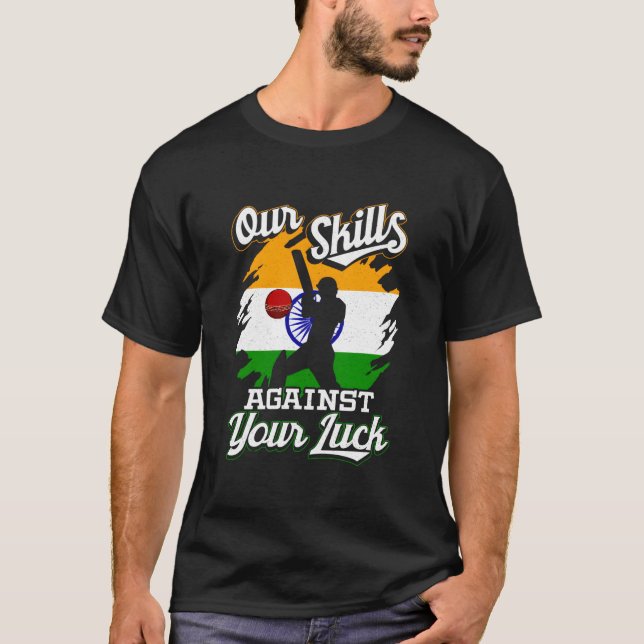 S Indien Cricketlag Indisk Testmatchströja T Shirt (Framsida)