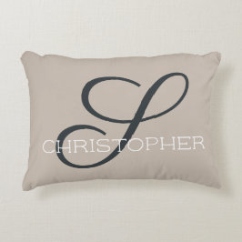 S Initial Elegant Taupe Tan Monogram Prydnadskudde